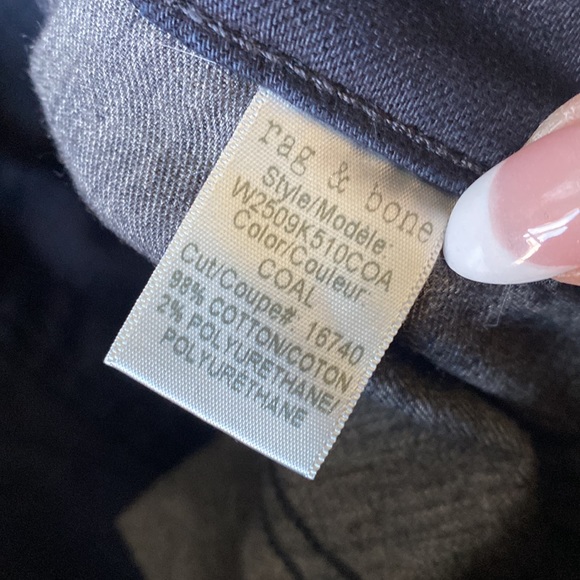 RAG AND BONE black straight leg jean size 28 - Picture 3 of 4